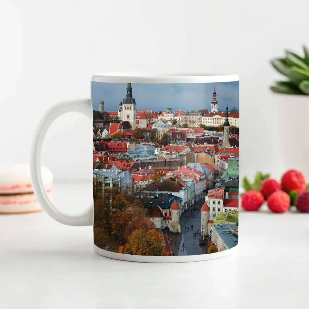Tallinn Old Town Aerial Autumn City View – Mugs