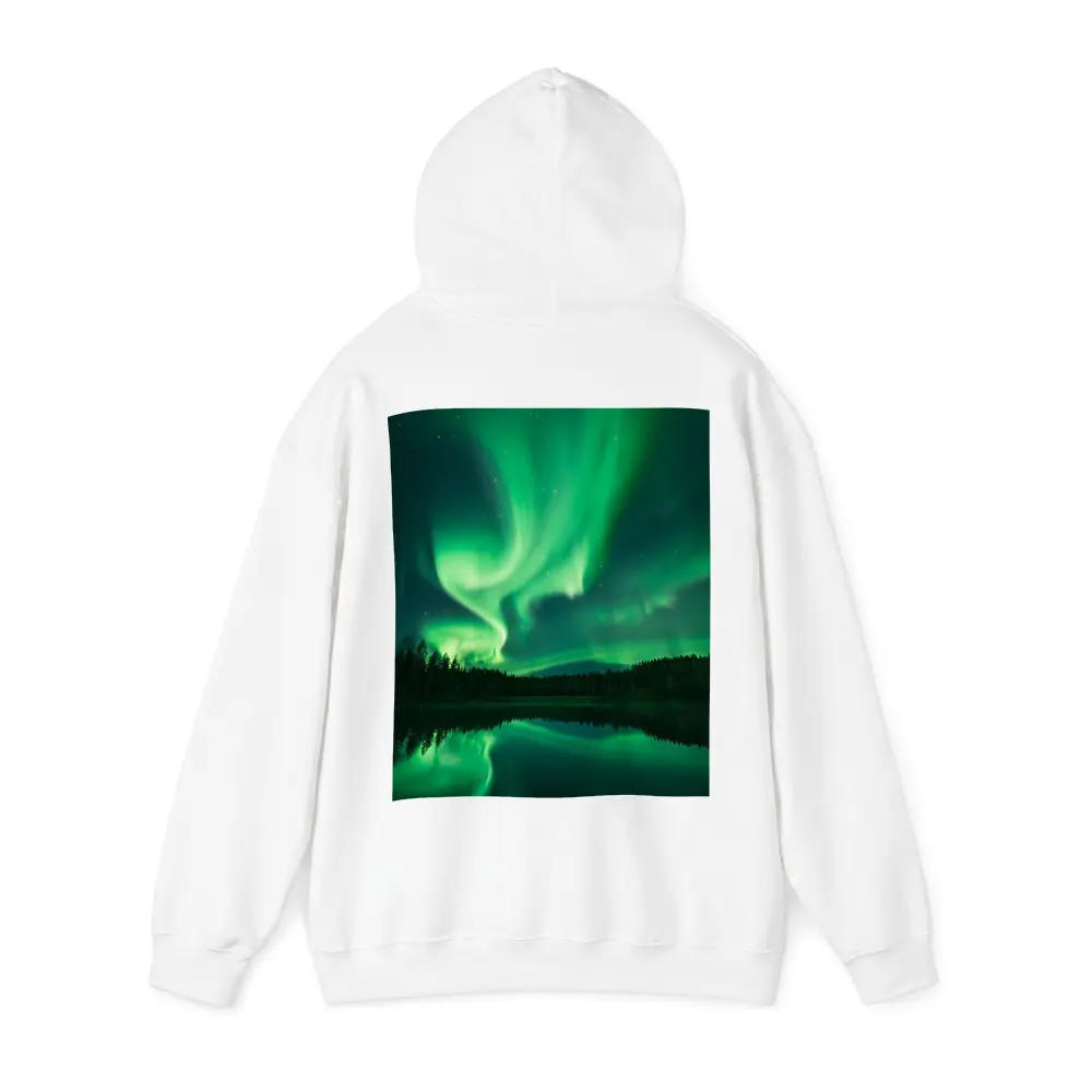 Northern Lights Reflected Over Forest Lake – Hoodies