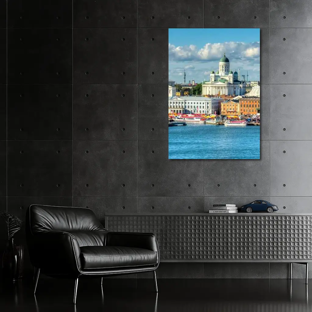 Helsinki Cathedral Harbor Waterfront City View – Wall Art