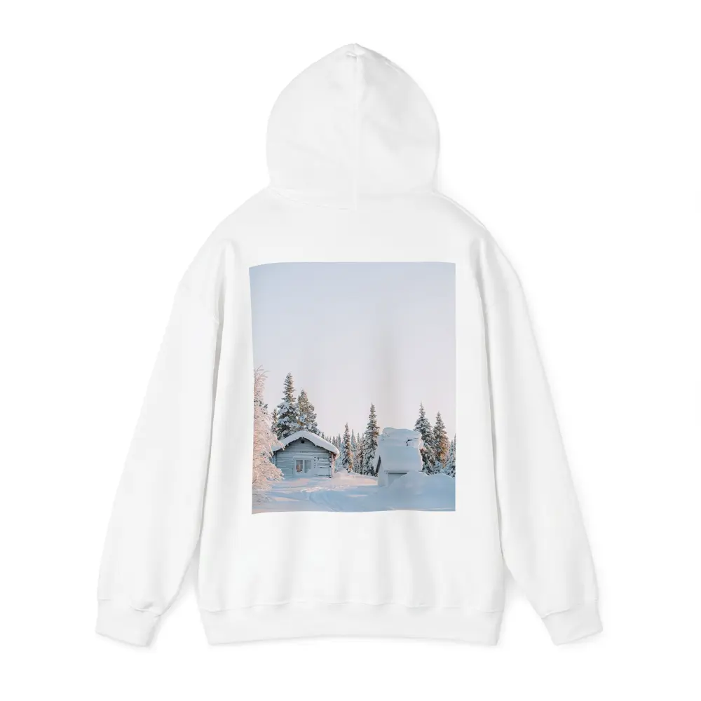 Snow Covered Log Cabin Winter Forest – Hoodies