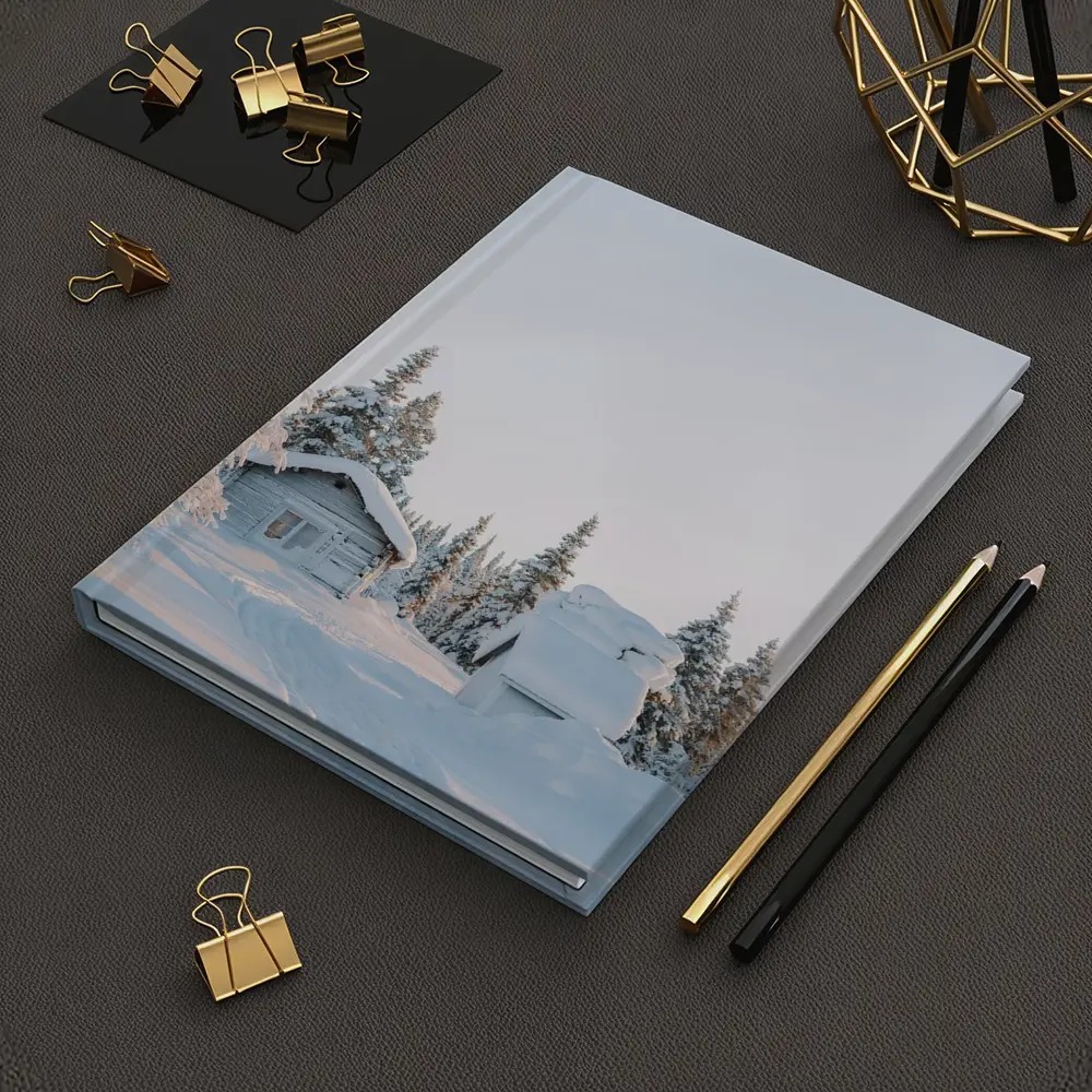 Snow Covered Log Cabin Winter Forest – Notebooks
