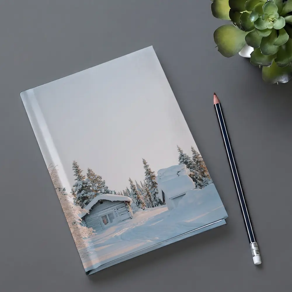 Snow Covered Log Cabin Winter Forest – Notebooks