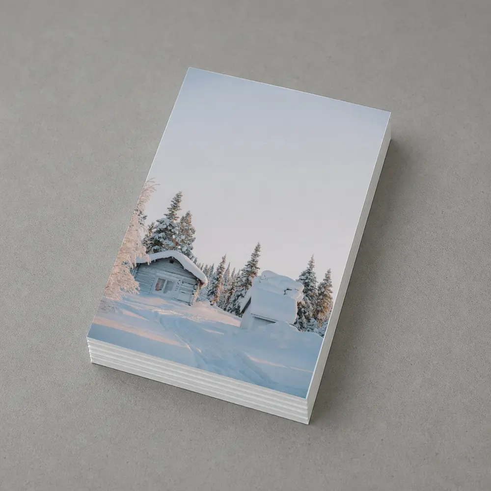Snow Covered Log Cabin Winter Forest – Postcards
