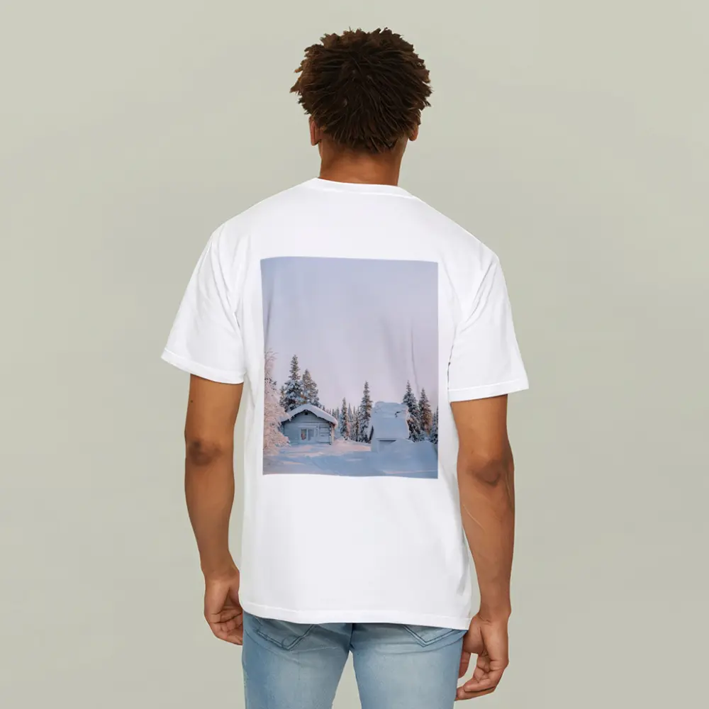 Snow Covered Log Cabin Winter Forest – T-Shirts