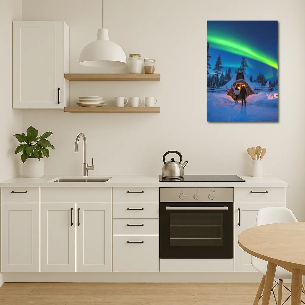 Couple Northern Lights Aurora Winter Forest – Wall Art