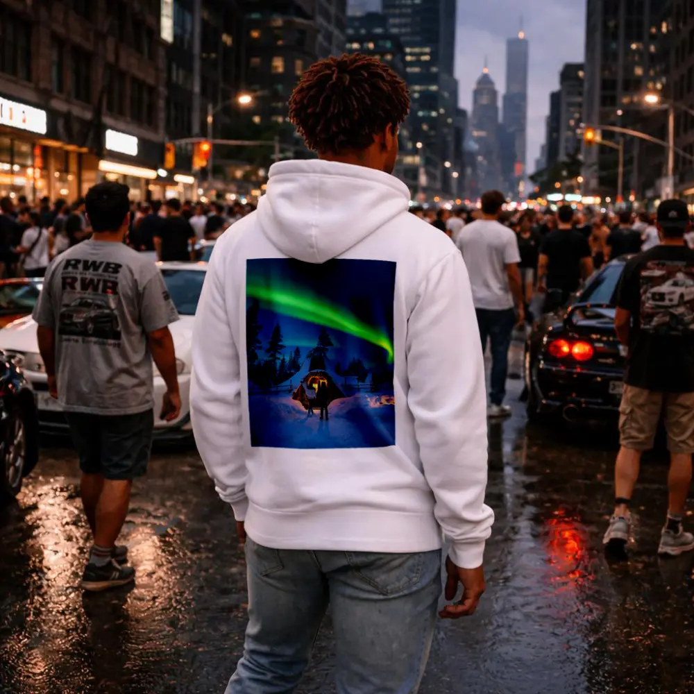 Couple Northern Lights Aurora Winter Forest – Hoodies