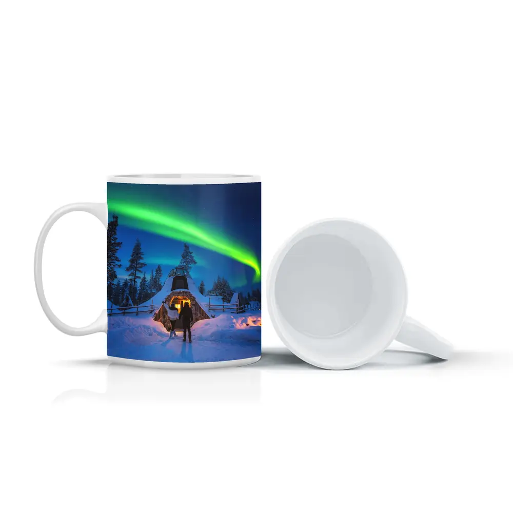 Couple Northern Lights Aurora Winter Forest – Mugs
