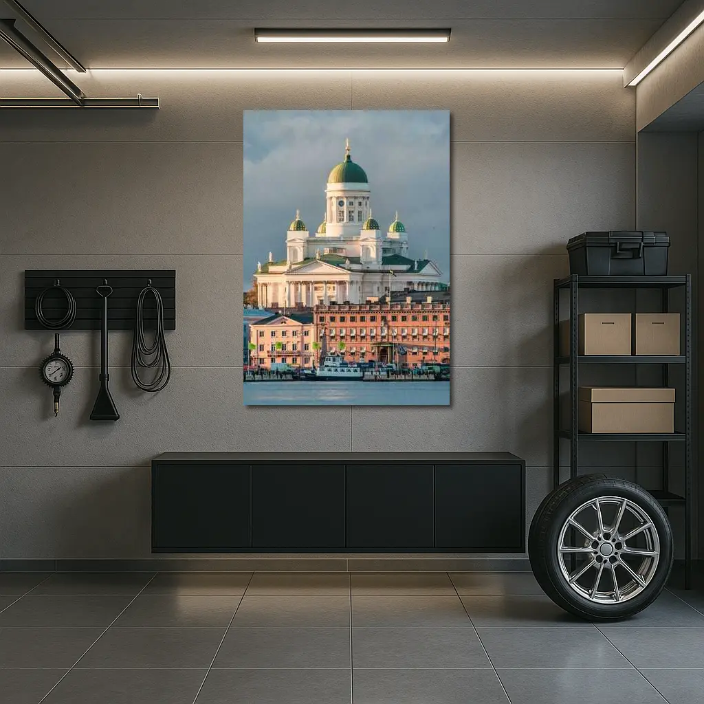 Helsinki Cathedral Green Domes Harbor View – Wall Art