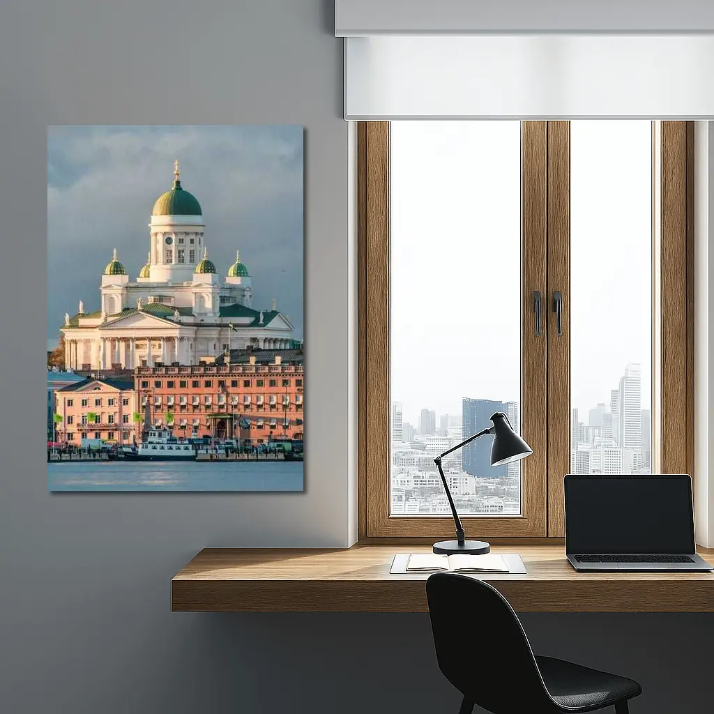 Helsinki Cathedral Green Domes Harbor View – Wall Art