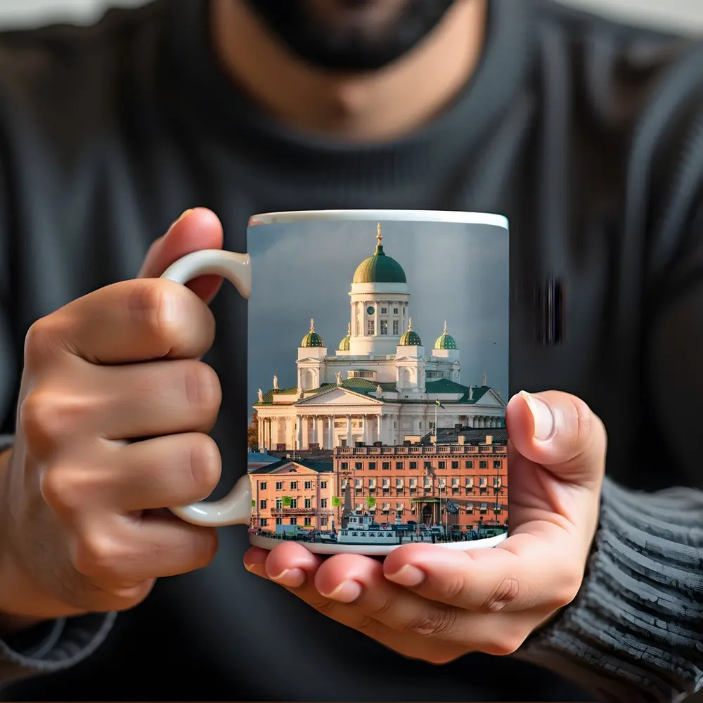 Helsinki Cathedral Green Domes Harbor View – Mugs