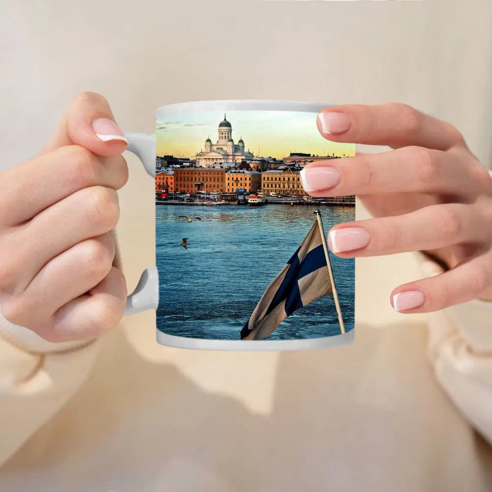 Helsinki Cathedral Finland Flag Harbor View – Mugs