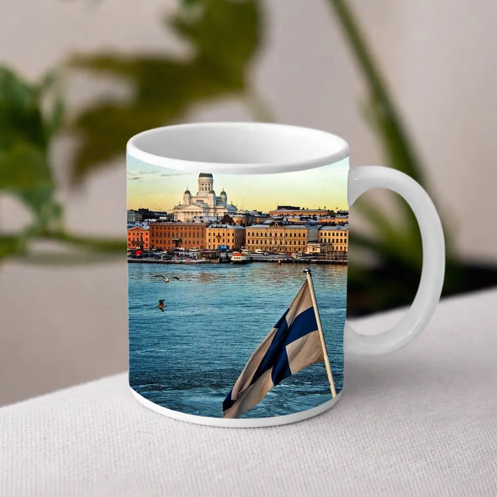 Helsinki Cathedral Finland Flag Harbor View – Mugs