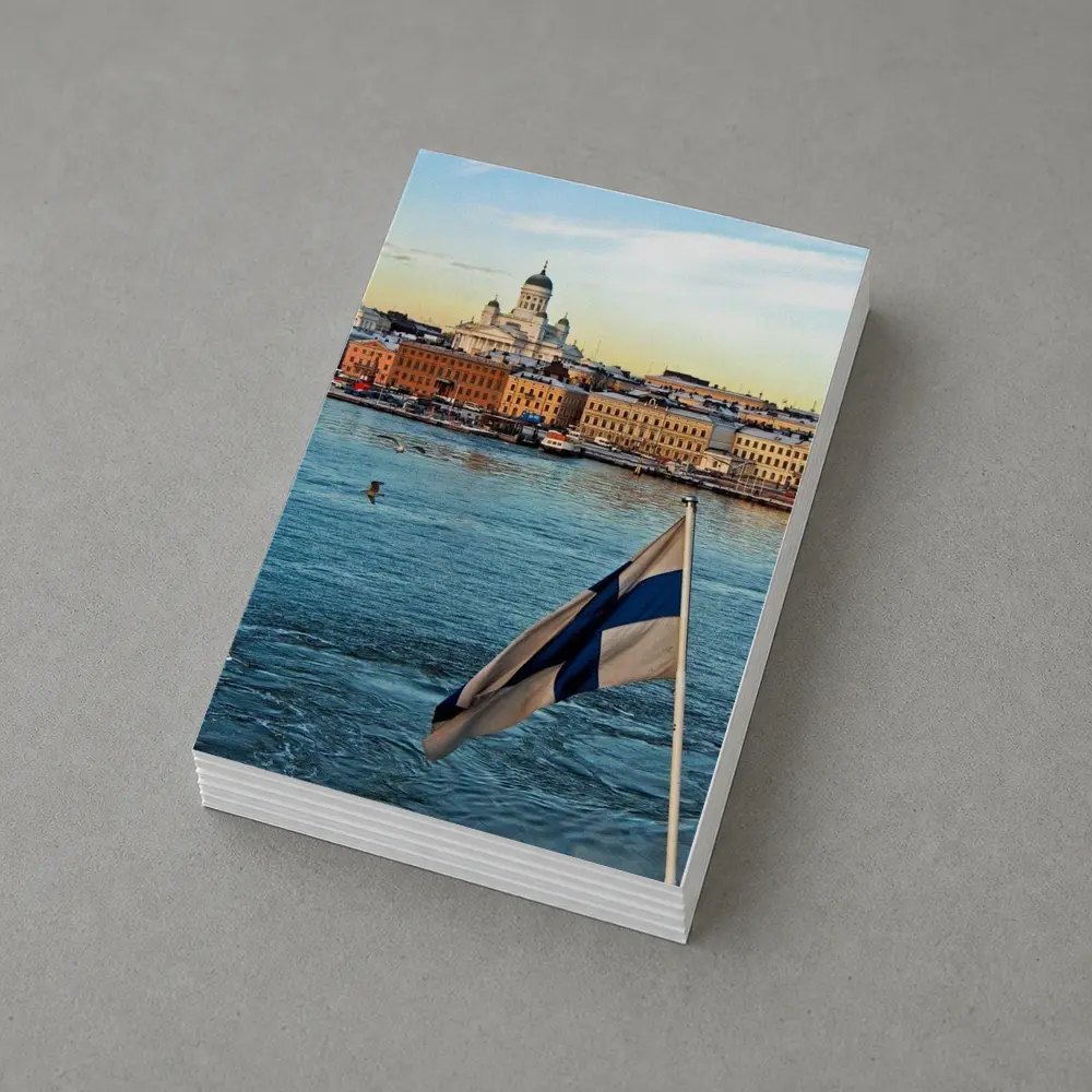 Helsinki Cathedral Finland Flag Harbor View – Postcards