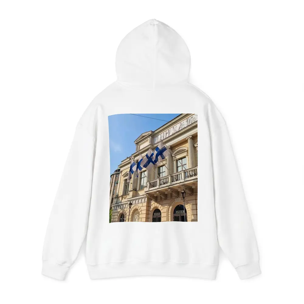 Finnish Flags on Helsinki Neoclassical Building – Hoodies