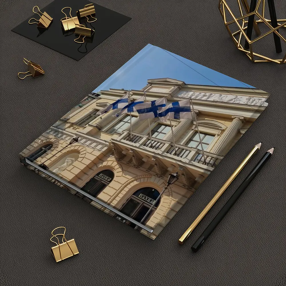 Finnish Flags on Helsinki Neoclassical Building – Notebooks