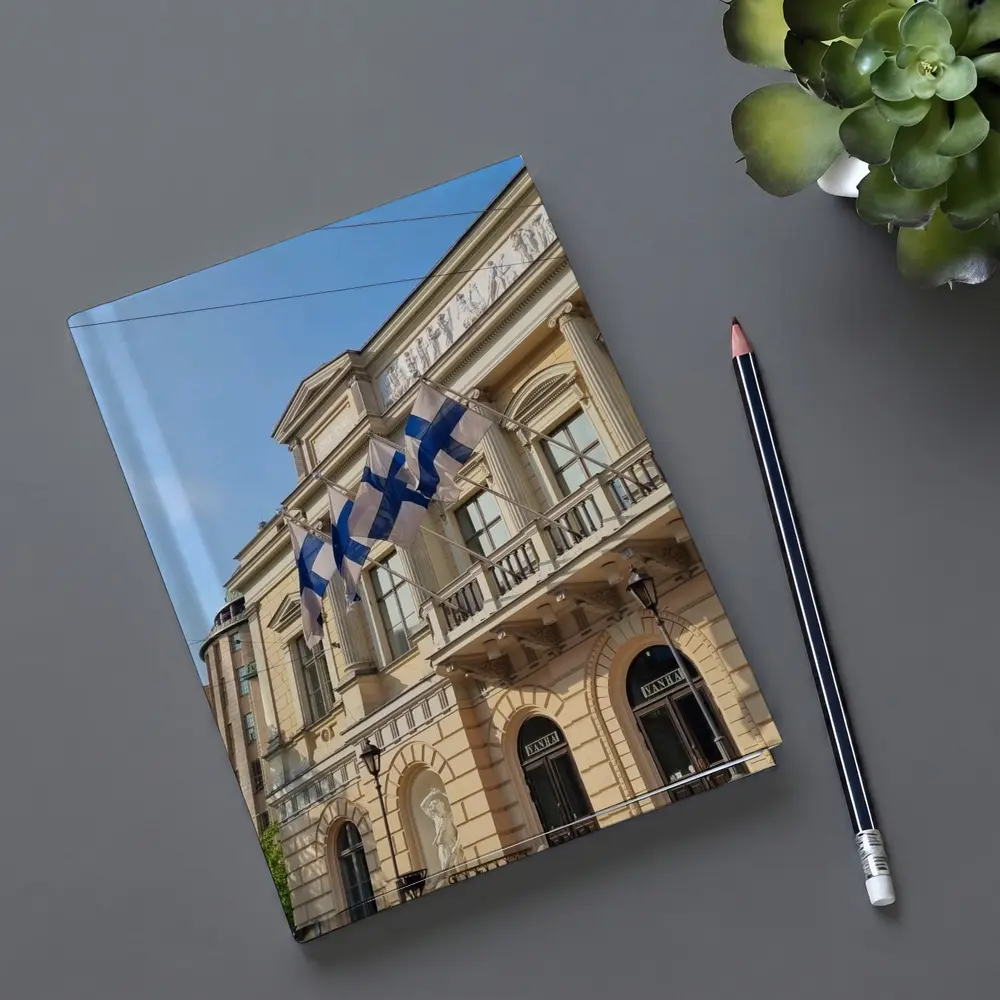 Finnish Flags on Helsinki Neoclassical Building – Notebooks