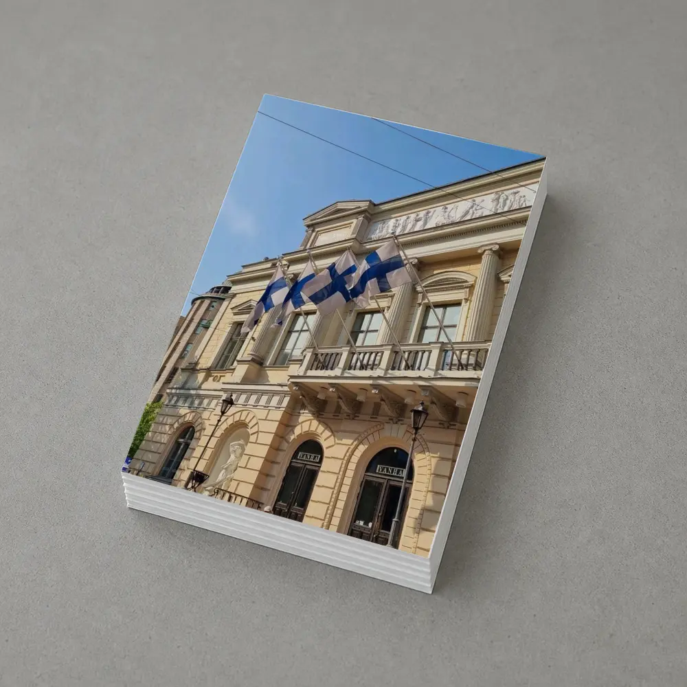 Finnish Flags on Helsinki Neoclassical Building – Postcards