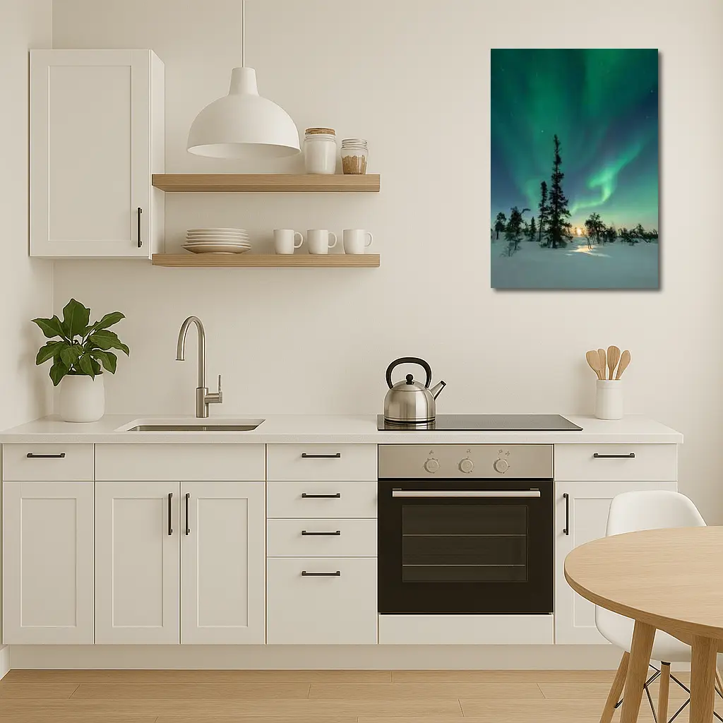 Northern Lights Green Aurora Boreal Winter Forest – Wall Art