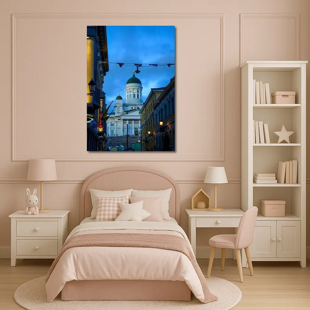 Helsinki Cathedral Green Dome Blue Dusk – Wall Art