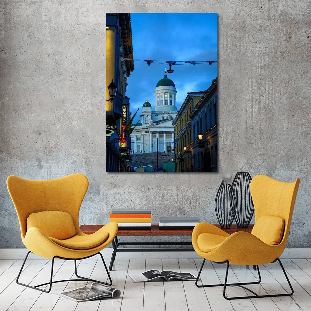 Helsinki Cathedral Green Dome Blue Dusk – Wall Art