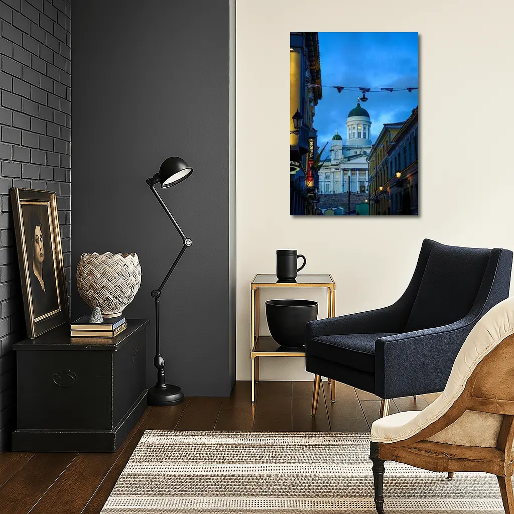 Helsinki Cathedral Green Dome Blue Dusk – Wall Art