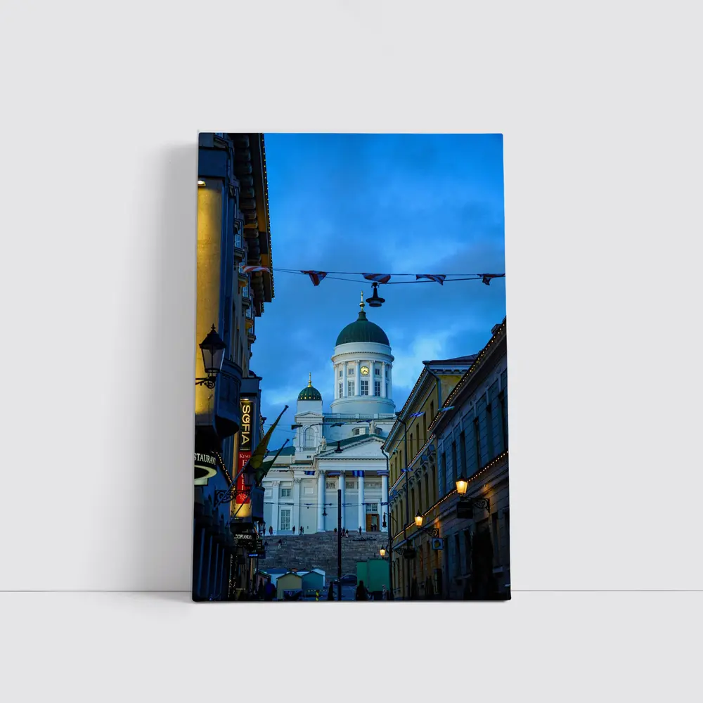 Helsinki Cathedral Green Dome Blue Dusk – Wall Art