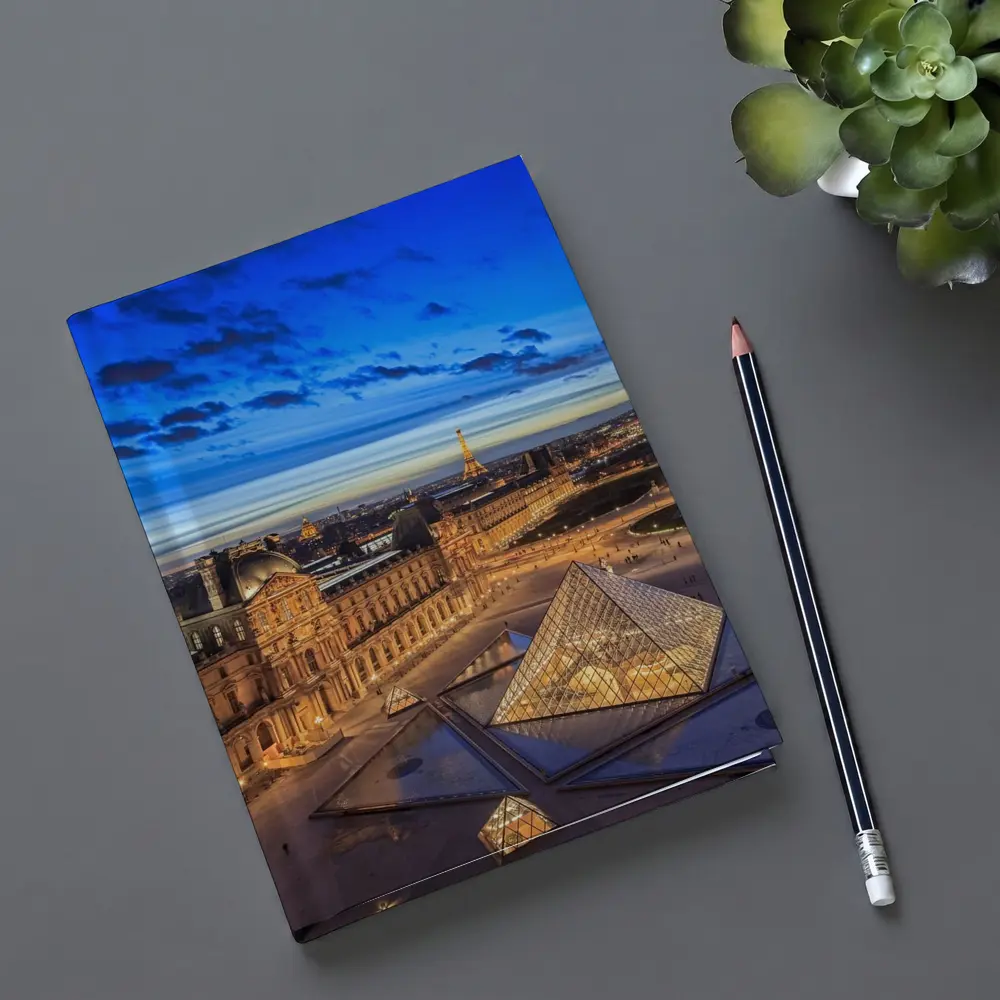 Louvre Museum Paris Eiffel Tower Dusk – Notebooks