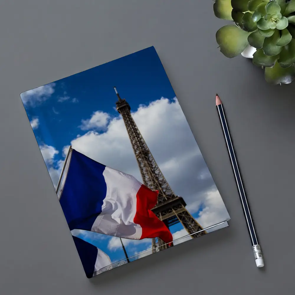 French Flag Eiffel Tower Paris Blue Sky – Notebooks