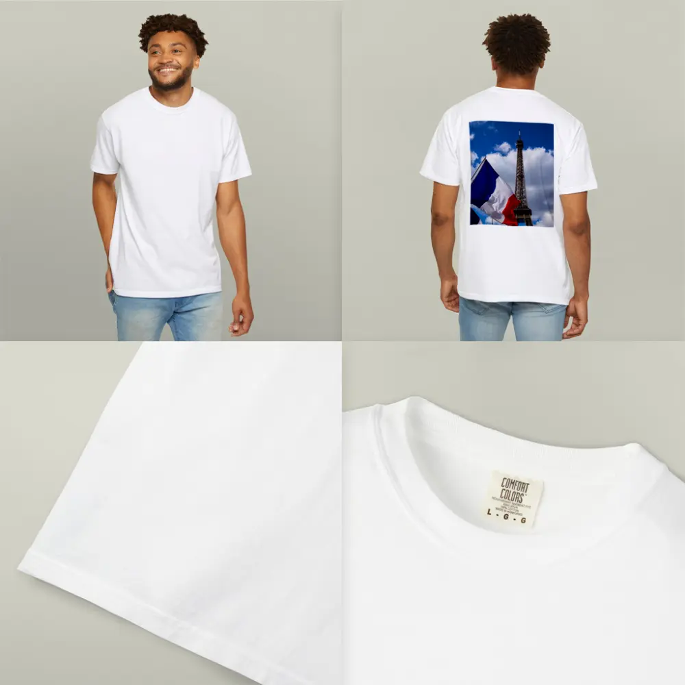 French Flag Eiffel Tower Paris Blue Sky – T-Shirts