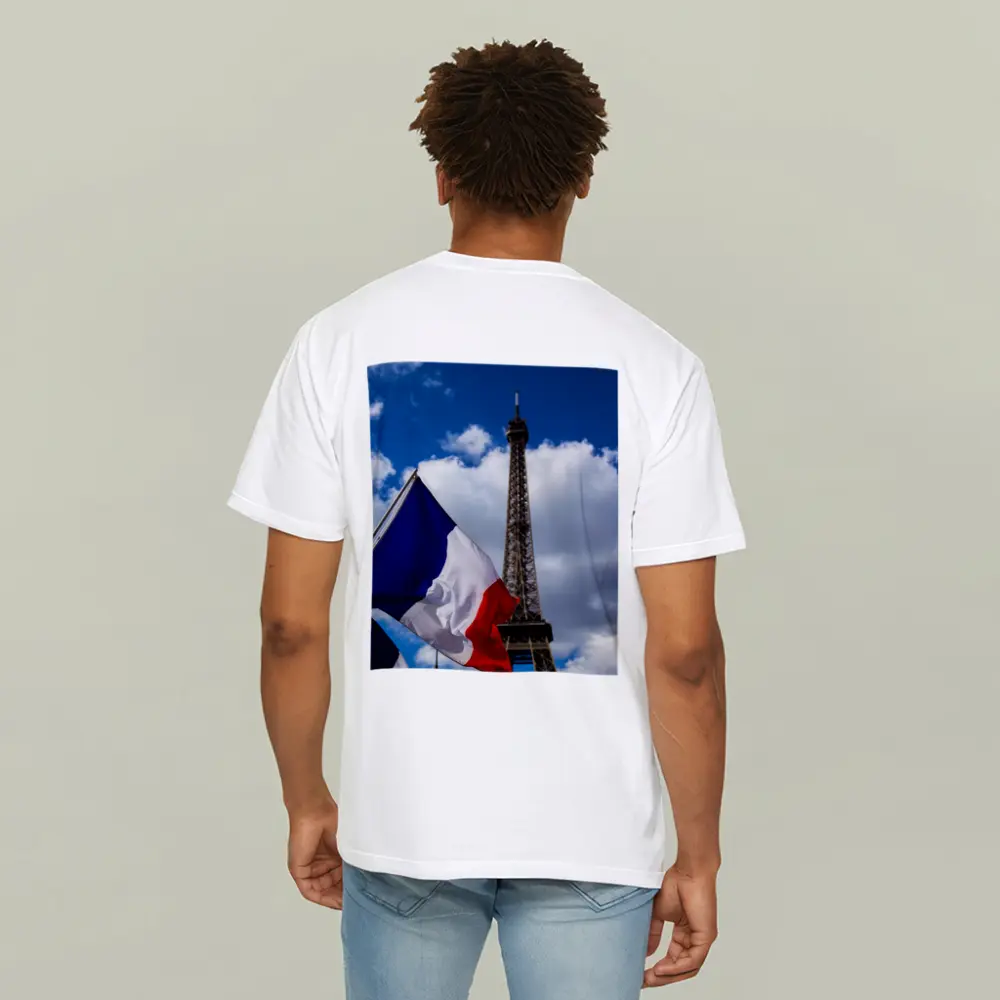 French Flag Eiffel Tower Paris Blue Sky – T-Shirts