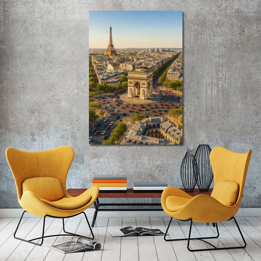 Arc de Triomphe Paris Aerial City View – Wall Art