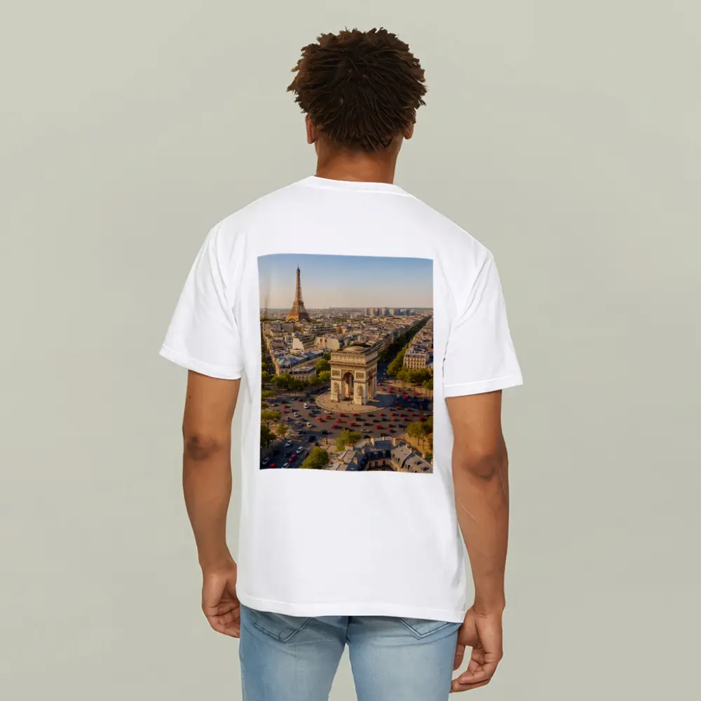 Arc de Triomphe Paris Aerial City View – T-Shirts