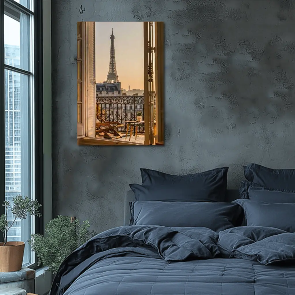 Eiffel Tower View From Paris Balcony – Wall Art