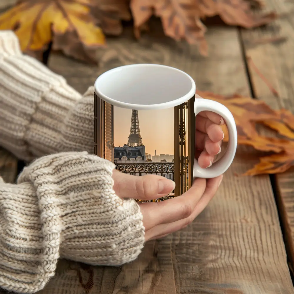 Eiffel Tower View From Paris Balcony – Mugs