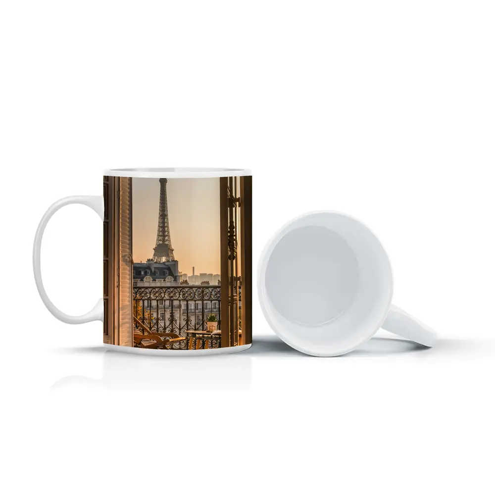Eiffel Tower View From Paris Balcony – Mugs