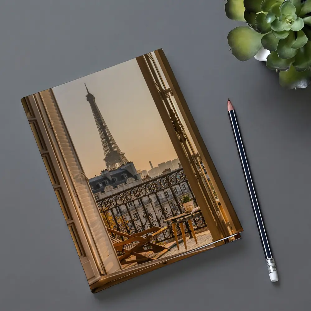 Eiffel Tower View From Paris Balcony – Notebooks