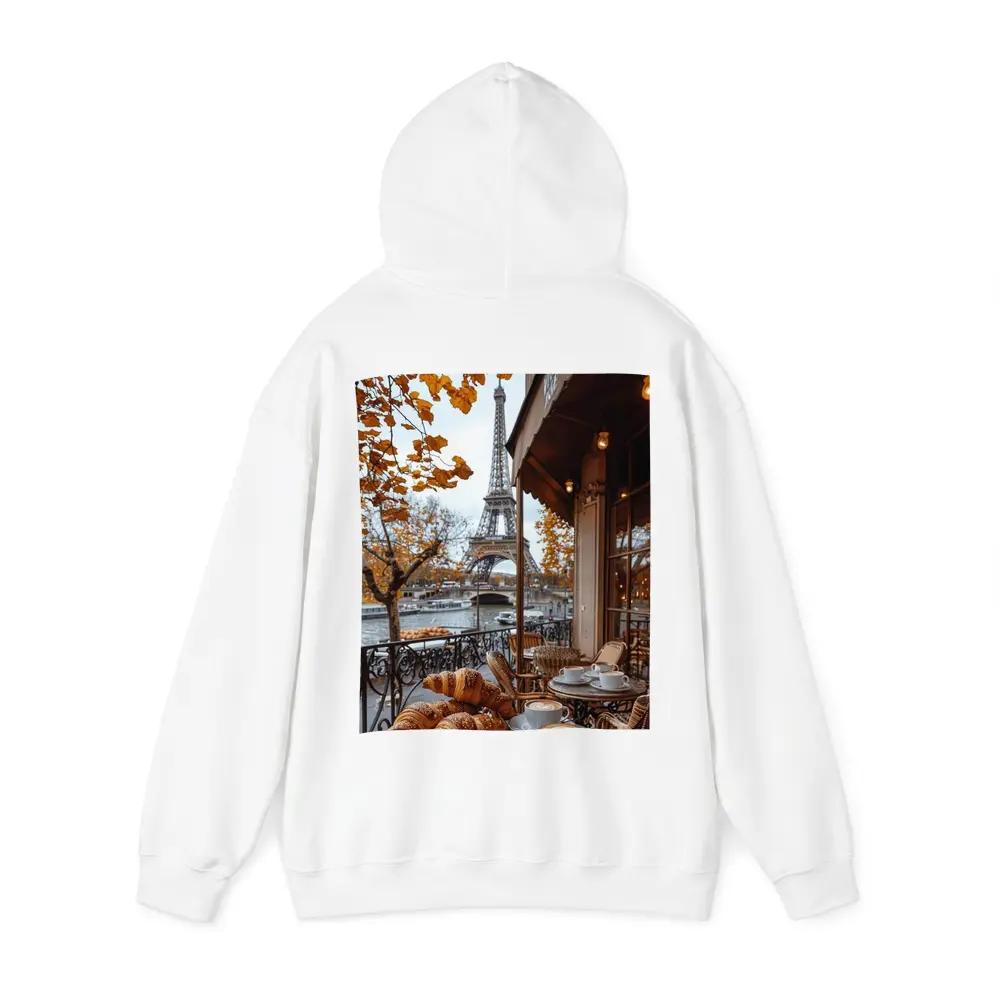 Paris Cafe Croissants Eiffel Tower Autumn View – Hoodies