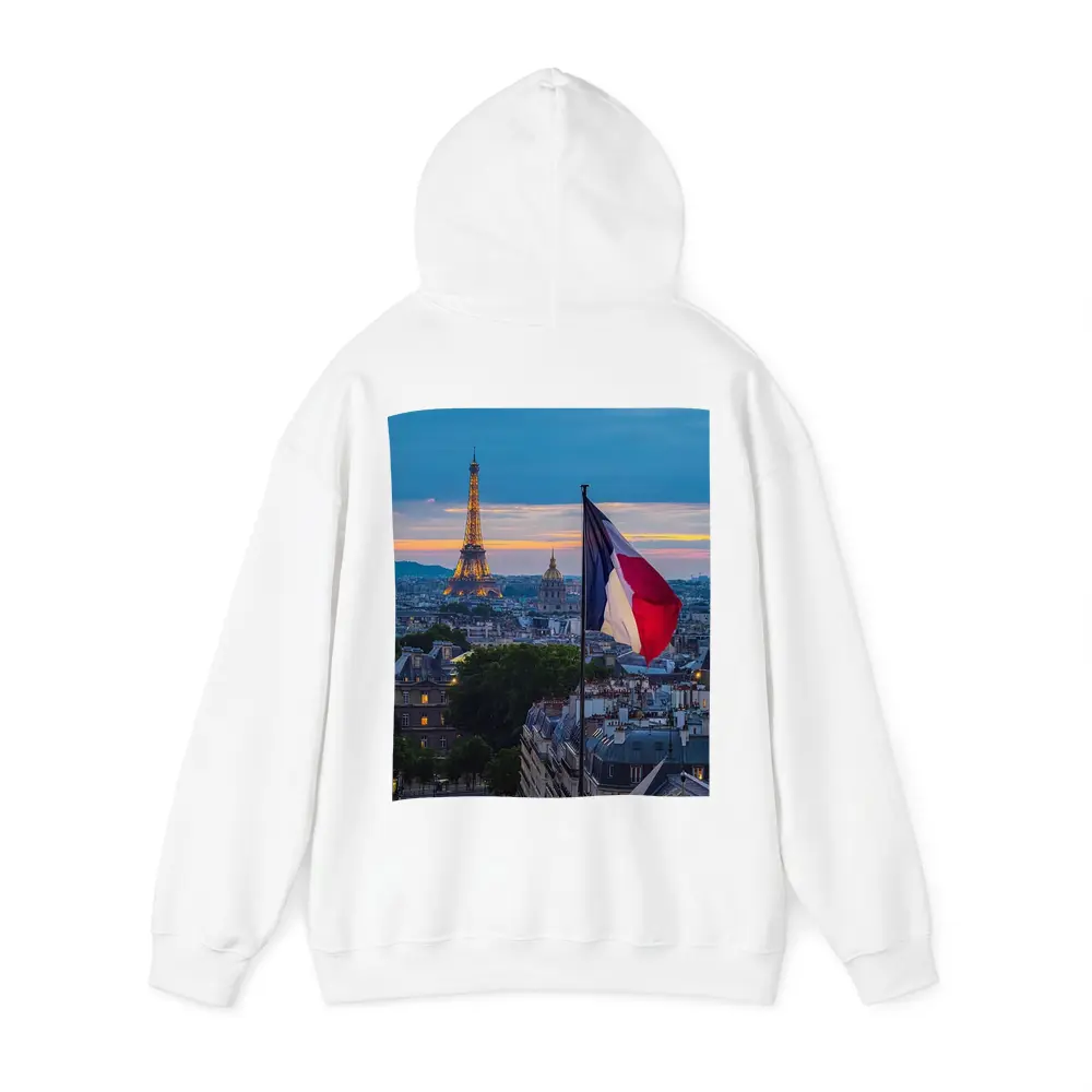 Eiffel Tower Paris Skyline French Flag Sunset – Hoodies