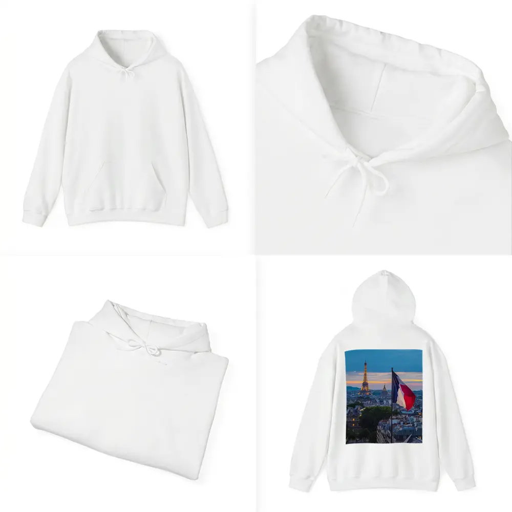 Eiffel Tower Paris Skyline French Flag Sunset – Hoodies
