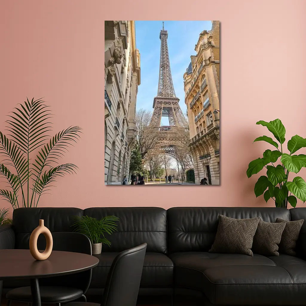 Eiffel Tower Paris Street View Blue Sky – Wall Art