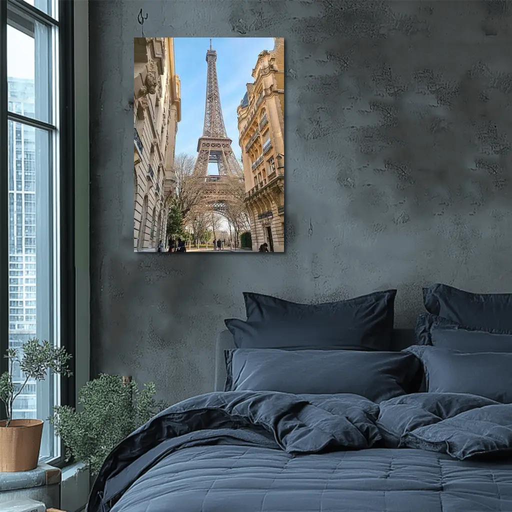 Eiffel Tower Paris Street View Blue Sky – Wall Art