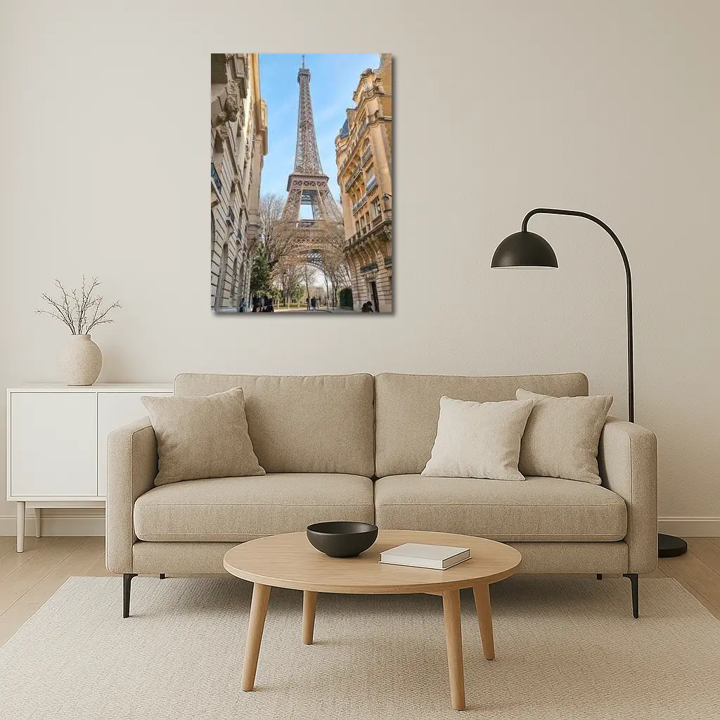 Eiffel Tower Paris Street View Blue Sky – Wall Art