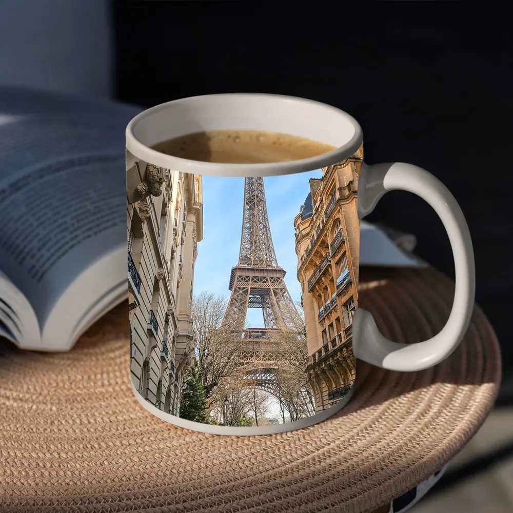 Eiffel Tower Paris Street View Blue Sky – Mugs