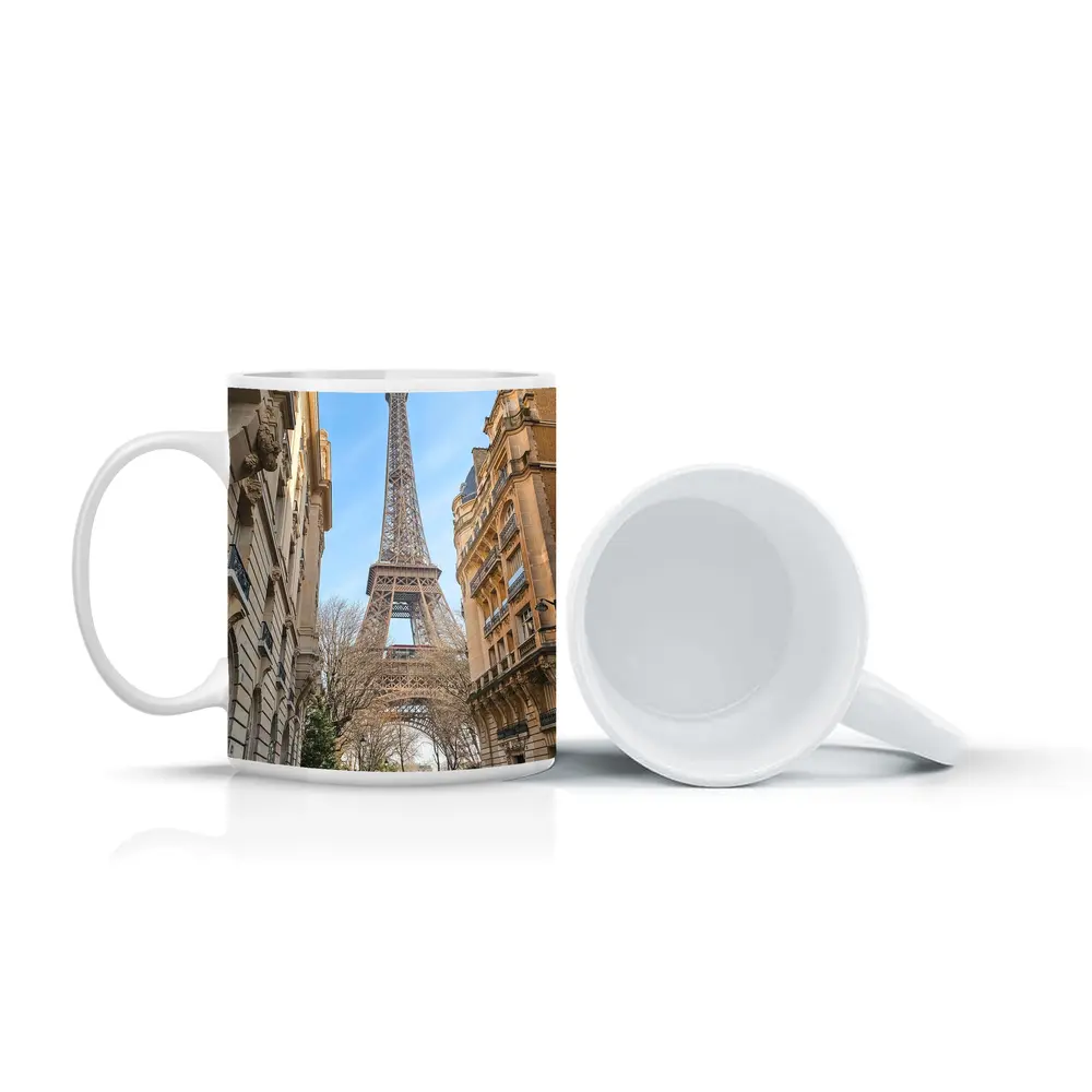 Eiffel Tower Paris Street View Blue Sky – Mugs