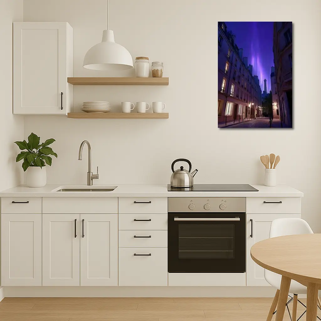 Eiffel Tower Paris Purple Night Sky Street – Wall Art