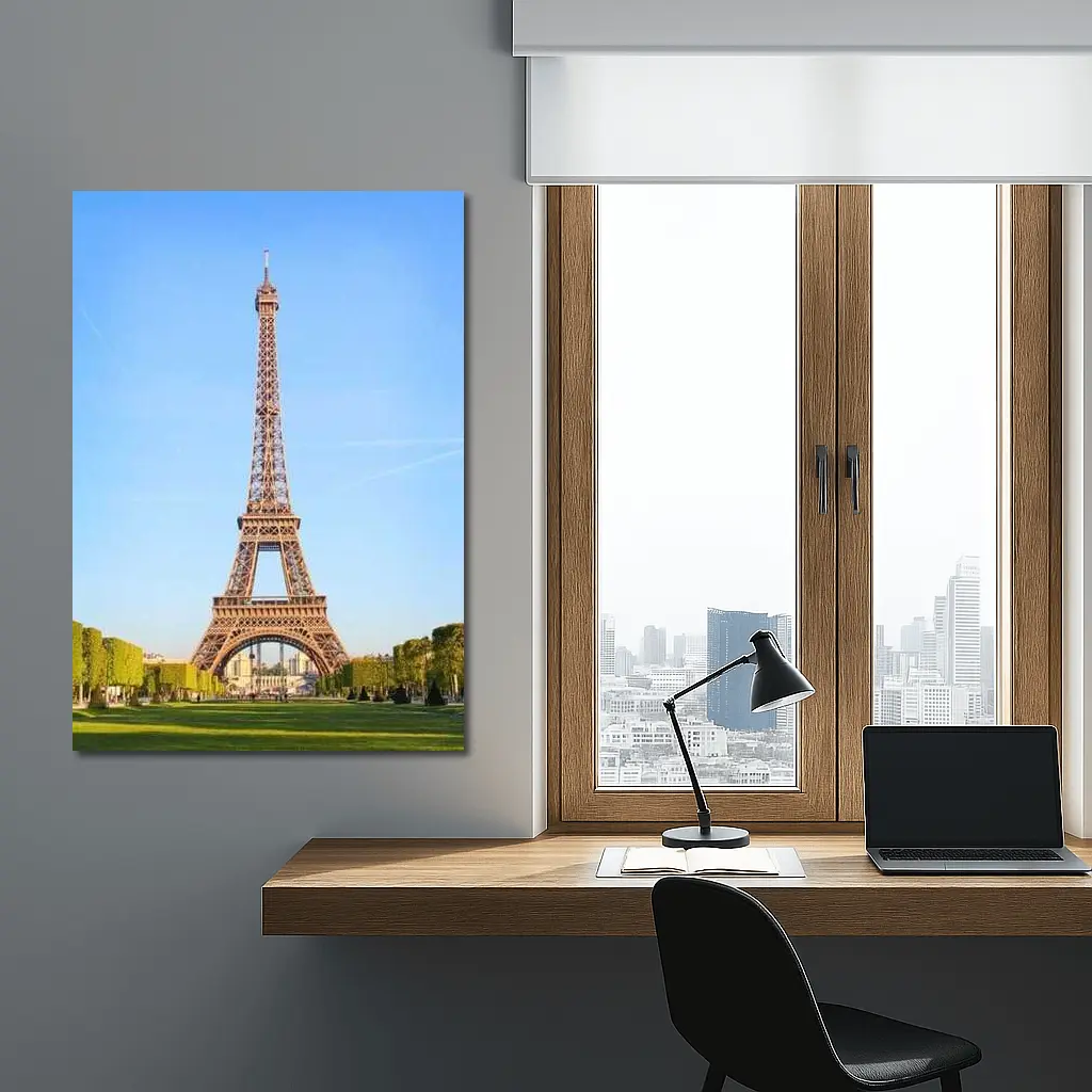 Eiffel Tower Paris Blue Sky Green Gardens – Wall Art