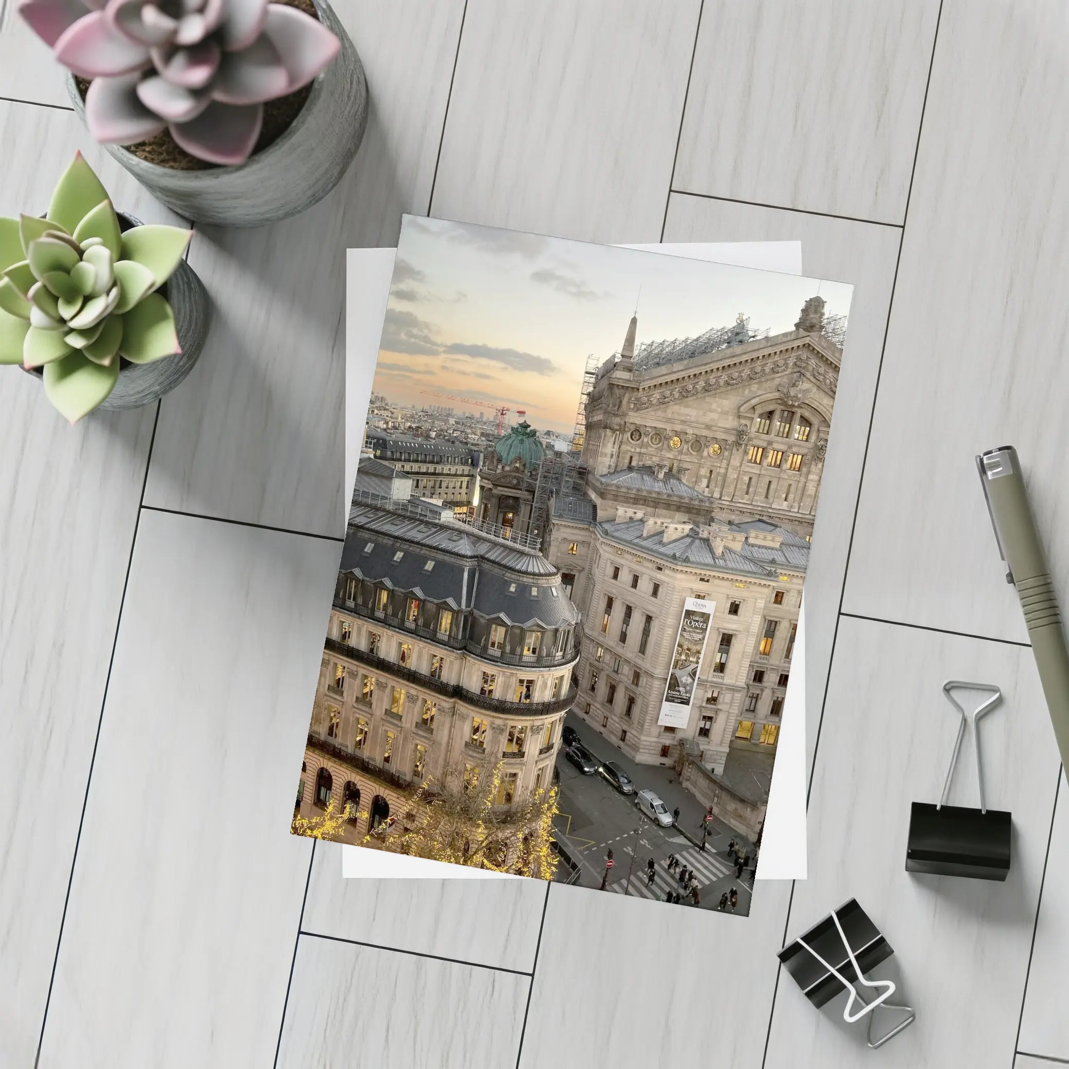 Paris Opera House Rooftop View At Sunset – Postcards