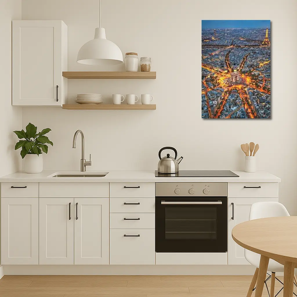 Arc de Triomphe Paris Aerial Night View – Wall Art