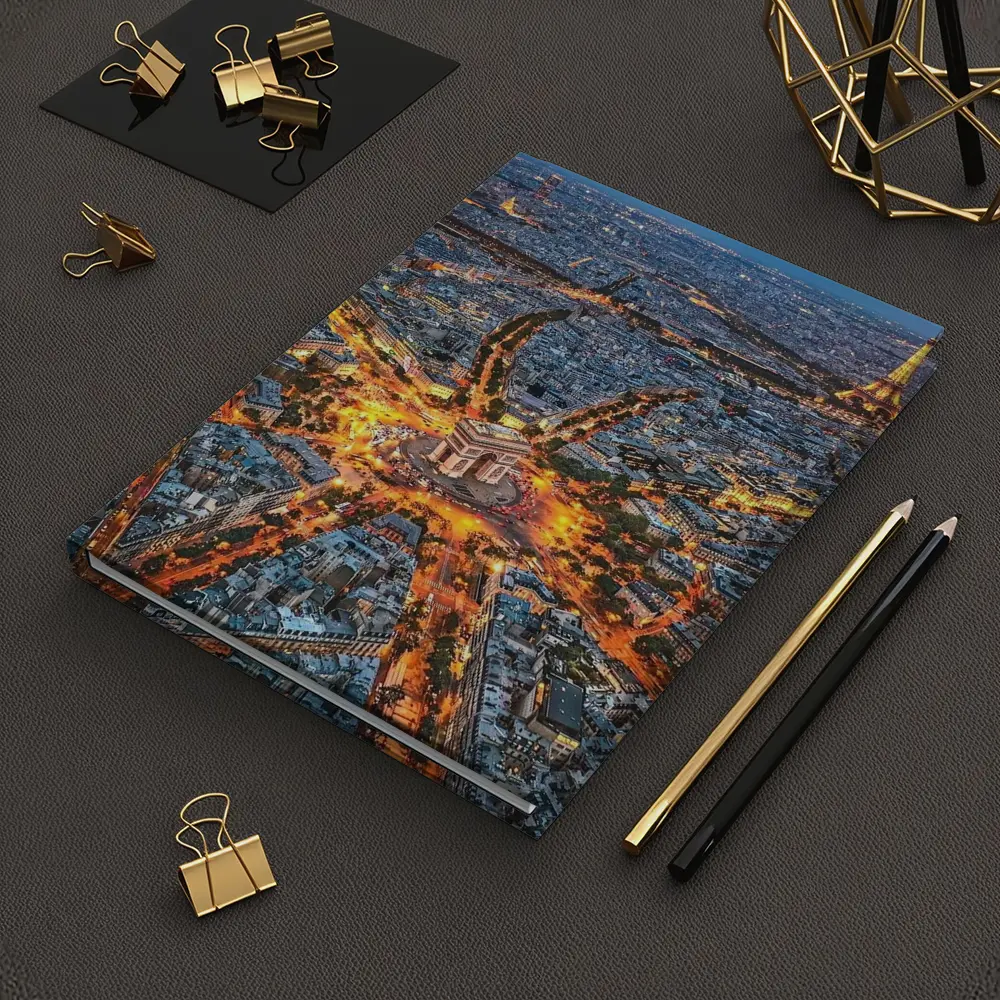 Arc de Triomphe Paris Aerial Night View – Notebooks
