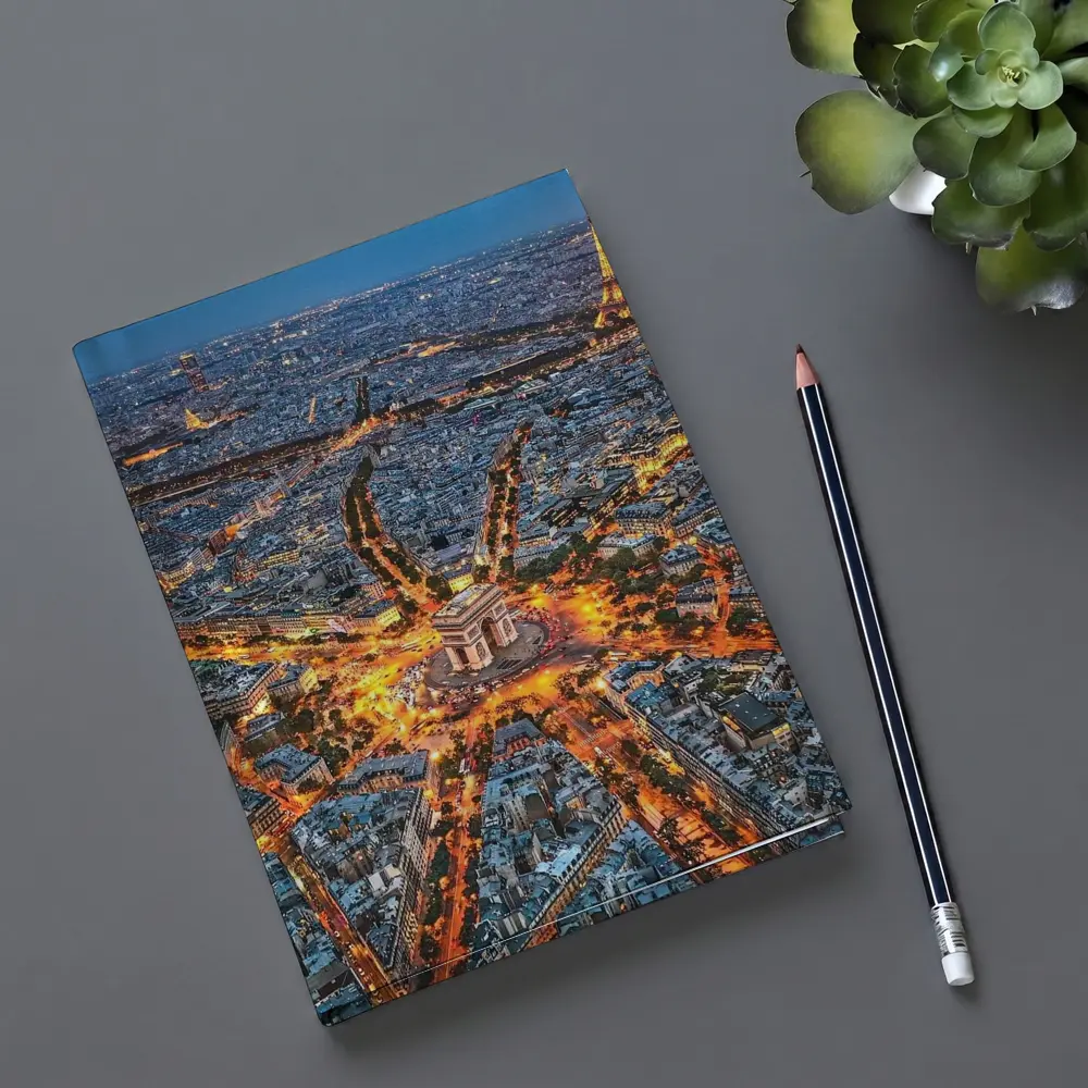 Arc de Triomphe Paris Aerial Night View – Notebooks